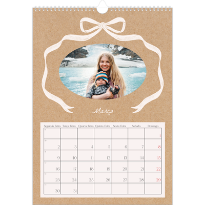 Calendário A3 — Papel kraft e laço [Março]