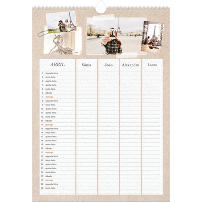 Agenda familiar A3 — Planificador artesanal - Familia de 4 [Abril]