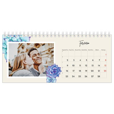 Calendários de mesa — Flores pintadas [Fevereiro]