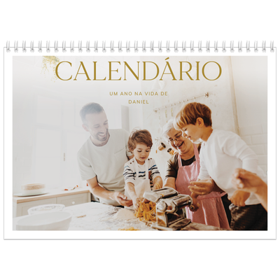 Calendário A4 duplo — Texto dourado grande [capa]