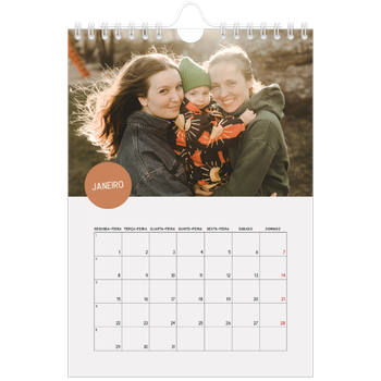 Calendário A5 — Autocolante de fotografia
