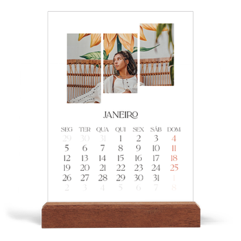 Calendário de mesa com suporte em madeira - vertical — Mosaicos de viagem