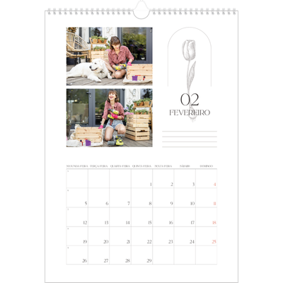 Calendário A3 — Botânica simples [Fevereiro]