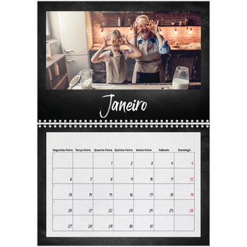Calendário fotográfico duplo A4 — Estilo de quadro-negro