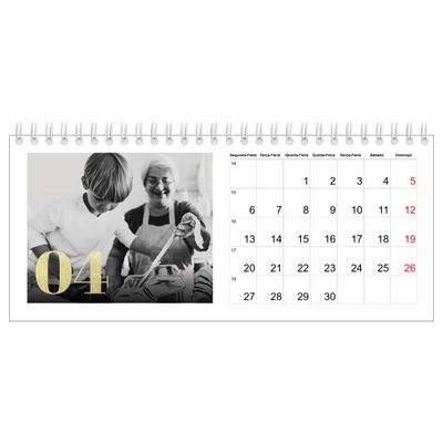 Calendários de mesa — Números grandes com purpurinas [Abril]