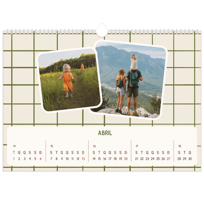 Calendário A3 Horizontal — Padrões retro [Abril]