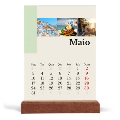 Calendário de mesa com suporte em madeira - vertical  — Vistas do mundo [capa]
