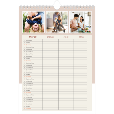 Agenda familiar A4 — Molduras em tons de terra Planner - Família de 3 [Março]