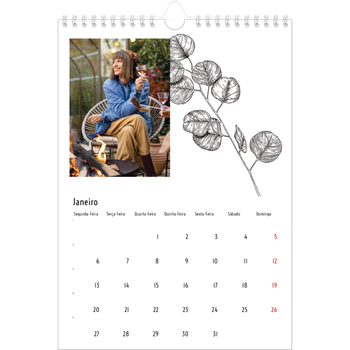 Calendário fotográfico A4 — Desenhos de flores