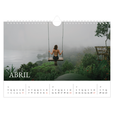 Calendário A4 horizontal — Serifa simples [Abril]
