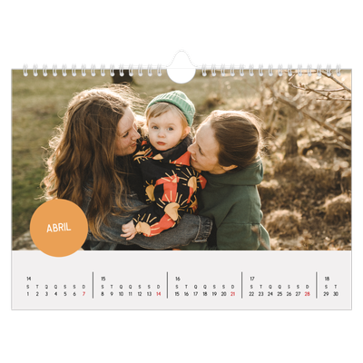 Calendário A4 horizontal — Autocolante de fotografia [Abril]