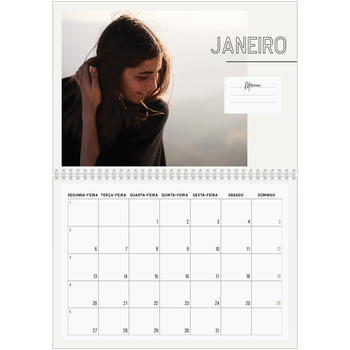 Calendário fotográfico duplo A4 — Nota para si próprio