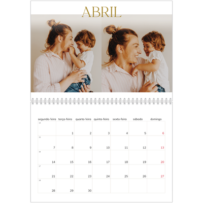 Calendário A4 duplo — Texto dourado grande [Abril]