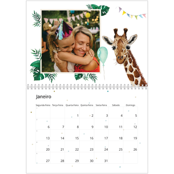 Calendário fotográfico duplo A4 — Animais em aguarela