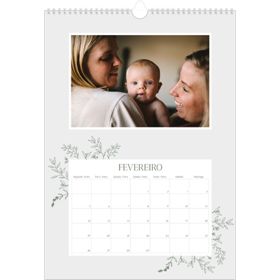 Calendário A3 — Flores desenhadas à mão [Fevereiro]