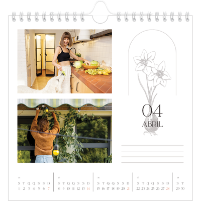 Calendário quadrado — Botânica simples [Abril]
