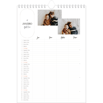 Calendário fotográfico A4 — Planificador de planos - Família de 4