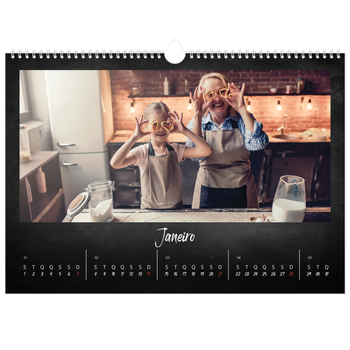 Calendário fotográfico horizontal A3 — Estilo de quadro-negro