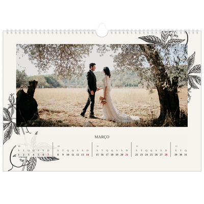 Calendário A3 Horizontal — Tinta e hera [Março]