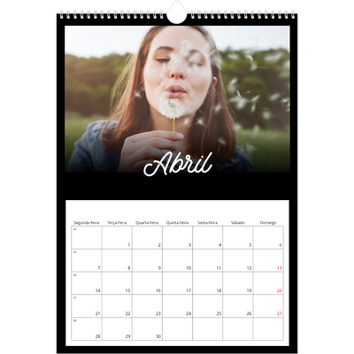 Calendário A3 — Preto mínimo [Abril]