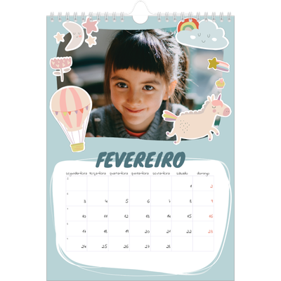 Calendário fotográfico A4 — Unicórnio arco-íris [Fevereiro]
