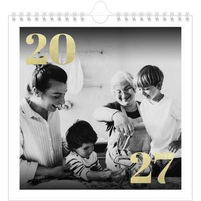 Calendário quadrado — Números grandes com purpurinas [capa]