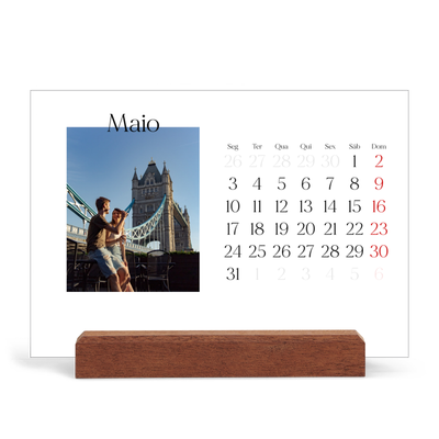 Calendário de mesa com suporte em madeira - horizontal  — O meu diário de viagem [capa]