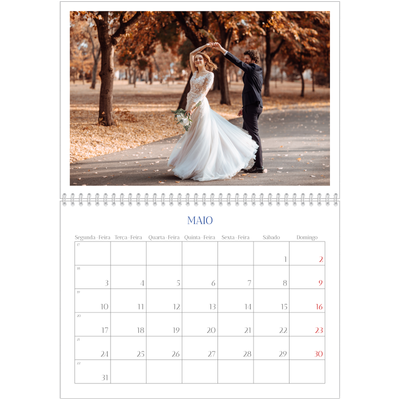 Calendário A4 duplo — Clássico cobalto [Maio]