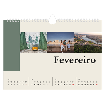 Calendário A4 horizontal — Vistas do mundo [Fevereiro]