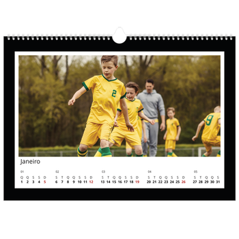 Calendário fotográfico horizontal A3 — Moldura preta