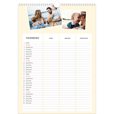 Agenda familiar A3 — Planificador moderno - Familia de 3 [Fevereiro]