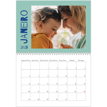 Calendário fotográfico duplo A4 — Divertido e colorido