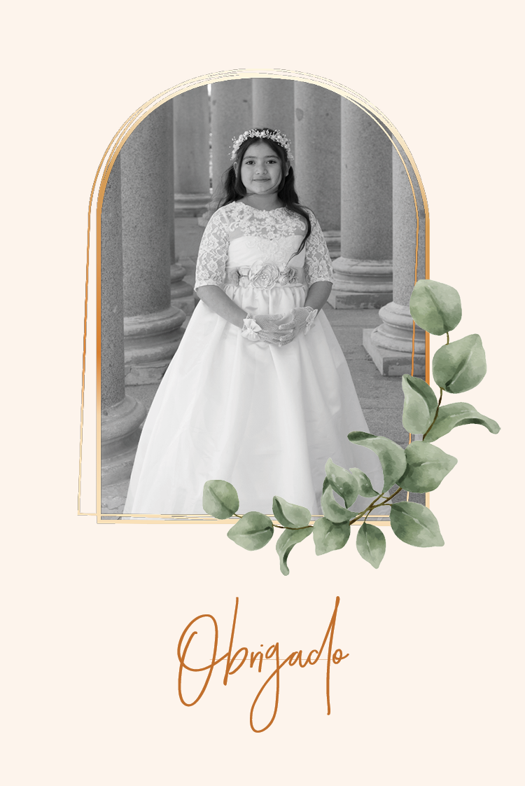 Cartões de agradecimento — Arco botânico dourado