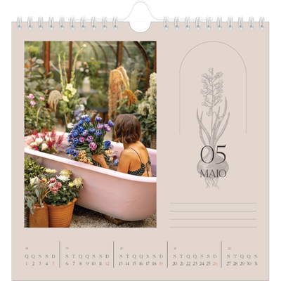 Calendário quadrado — Botânica simples [capa]