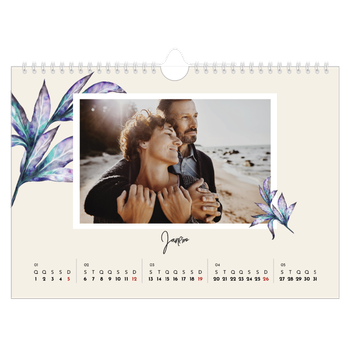 Calendário de Fotografias A4 Paisagem — Flores pintadas