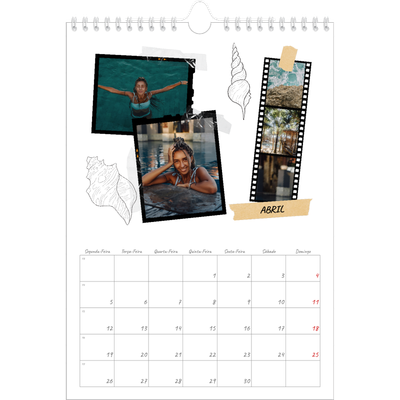 Calendário fotográfico A4 — Estilo de álbum de recortes [Abril]