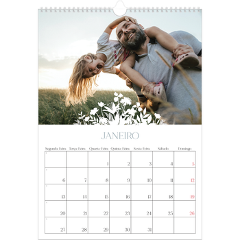 Calendário fotográfico A3 — Motivo floral