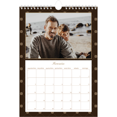 Calendário fotográfico A4 — Vintage monocromático [Fevereiro]