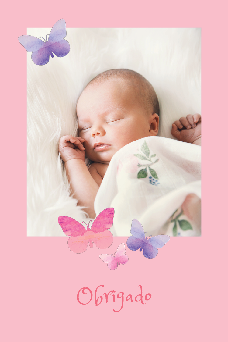 Cartões de agradecimento — Borboletas de aquarela