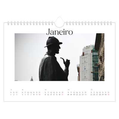 Calendário A4 horizontal — O meu diário de viagem [Janeiro]