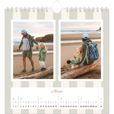 Calendário quadrado — Escrita e riscas [Março]