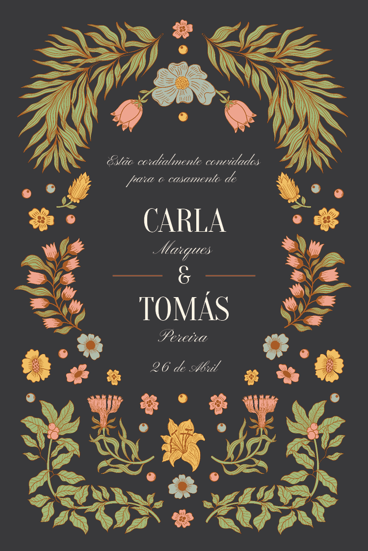 Convites — Videira e flor