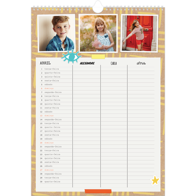 Agenda familiar A3 — Planificador Rústico - Familia de 3 [Abril]