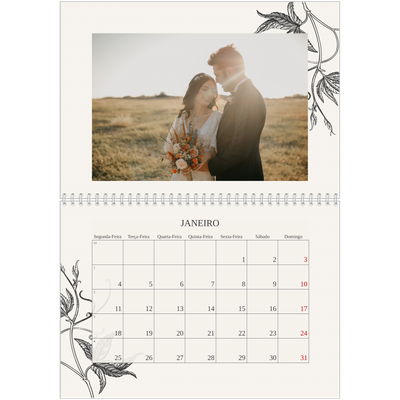 Calendário A4 duplo — Tinta e hera [Janeiro]