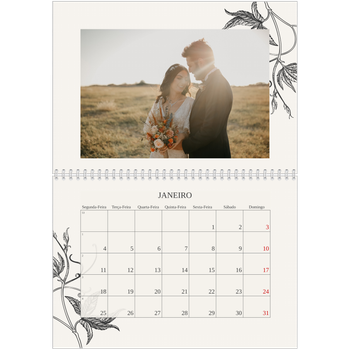 Calendário fotográfico duplo A4 — Tinta e hera
