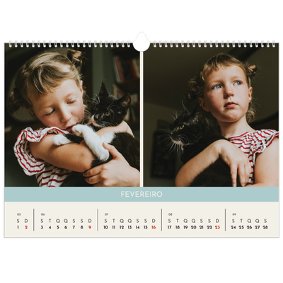 Calendário A3 Horizontal — Capítulos pastel [Fevereiro]