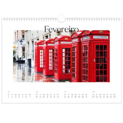 Calendário A3 Horizontal — O meu diário de viagem [Fevereiro]