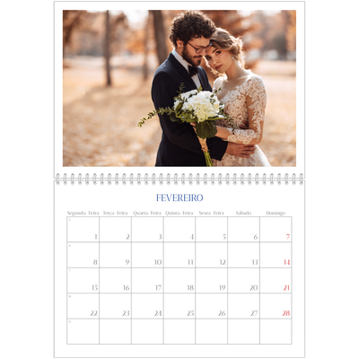 Calendário A4 duplo — Clássico cobalto [Fevereiro]