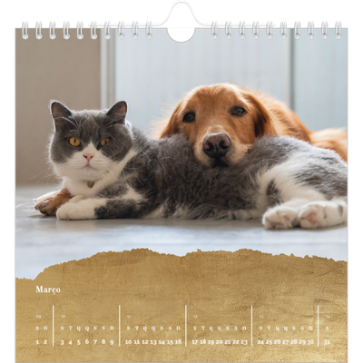 Calendário quadrado — Classic Gold [Março]