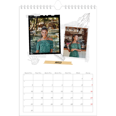 Calendário fotográfico A4 — Estilo de álbum de recortes [Maio]